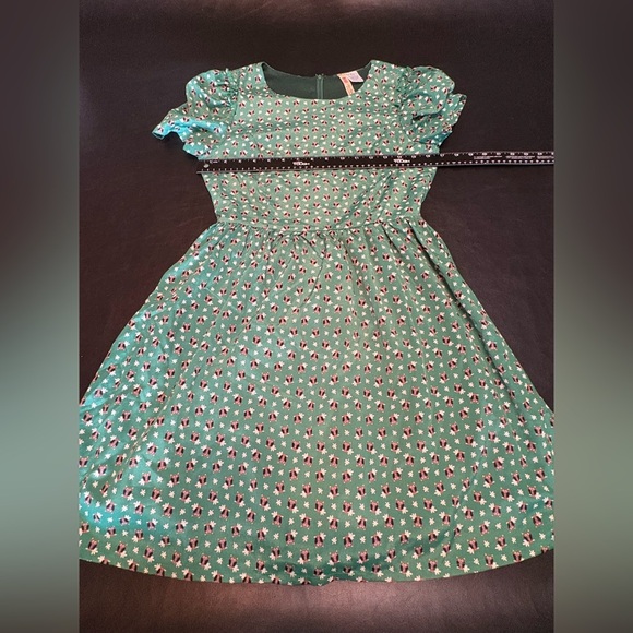 Alice Moon Green Puff Sleeve A-Line Mini Dress Owl Print size Small. - Picture 9 of 12